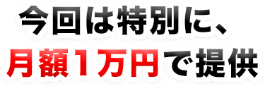 今回は特別に、月額1万円で提供
